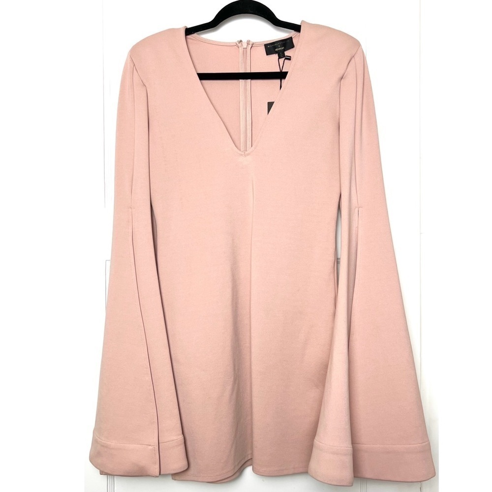 NWT MICHAEL COSTELLO X REVOLVE 70s Long‎ Bell Sleeve V-Neck Bodycon Mini Dress M - Picture 3 of 8